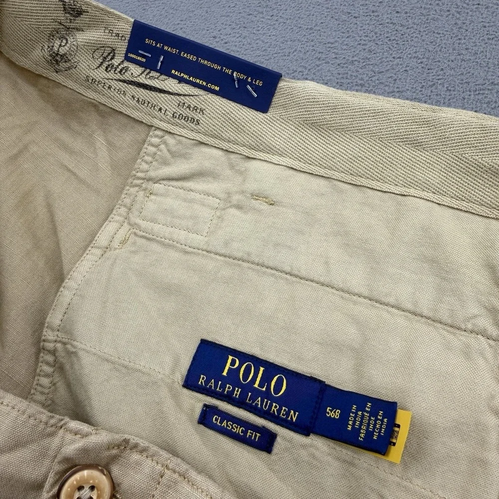 Polo Ralph Lauren Linen Blend Shorts Mens 56B RL Naval Tailors Khaki Brown 9